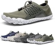 NORTIV 8 Men's Water Shoes Lightweight Quick Dry Barefoot Aqua Shoes Army/Green Size 10.5 US TREKMAN-2