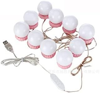 Tiardey 10pcs Luces de Espejo Kit de Luces de Espejo de tocador USB Luces de Espejo con 10 Bombillas LED 3 Modos de Color y 10 Brillo para Maquillaje y Espejo de tocador - Base Rosa