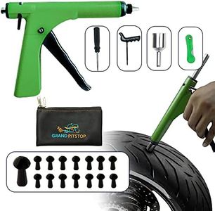 GRAND PITSTOP 21 Pcs Tubeless Tire Gun Puncture Repair Kit with Mushroom Plug for Tyre Punctures and Flats on Cars, Motorcycles, ATV, Trucks & Tractors (15 Mushroom Plugs)