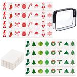 Hollowfly 65 Tiles 30 mm Christmas Game Blocks Mahjong Set Luck Mahjong Tile Game Challenging Push Tiles Blocks with Red Green Christmas Pattern and Bag No DIY Required for Family Game Gift