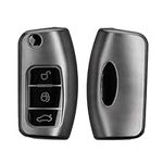 kwmobile Key Cover Compatible with Ford 3 Button Car Flip Key - Soft TPU Car Key Fob Protector Case - Black Matte/Black