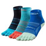 TRIWONDER 3 Pairs Toe Socks Five Finger Socks Running Socks Split Toe Socks Breathable Sport Sock Mini Crew Socks (Quarter - Blue + Light Blue + Black, M)