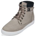 CALTO Men's Invisible Height Increasing Elevator Shoes - Nubuck Leather Lace-up Fashion Sneakers - 2.6 Inches Taller, Taupe, T53122-10
