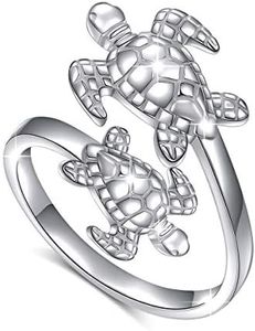 Alphm S925 Sterling Silver Turtle Ring Adjustable Wrap Open Spoon Rings Women Jewelry Gift