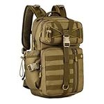 HUNTVP Tactical Backpack 25L Molle Military Backpacks Army Assault Pack Rucksack Laptop Daypack for Men Women Motorcycle Hiking Trekking Camping Hunting (25L-Brown)