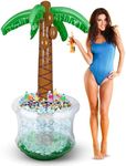 Inflatable Palm Tree Cooler 60" - Blow Up Palm Tree Party Cooler, Luau Hawaiian Tropical Beach Theme, Summer Swimming Pool Party Decorations - Outdoor Party Supplies - Kids Adults Birthday