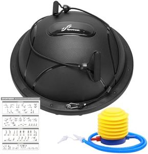 Sportneer Half Balance BallTrainer - Non Slip Yoga Exercise Ball with Resistance Bands & Pump for Stability, Core Training and Full-Body Workout - Home Fitness & Gym Strength Equipment﻿