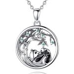 EUDORA Sterling Silver Mother Daughter Necklace for Women Panda Mama Necklace Mom Son Pendant for Mom Daughter Jewelry from Daughter Son Mother's Day Gift for Mother Daughter Aunt Grandma, 18 inch