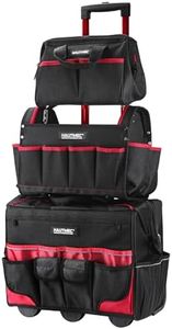 HAUTMEC 3-Piece Rolling Tool Bag Set, 18" Tool Bag on Wheels, 15" Open Tool Tote & 12" Samll Foldable Bag, Heavy-Duty Wide Mouth Tool Box with High-Density Oxford, Off-Road Wheels – HTTBM25006