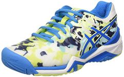 Asics Women's Gel-Resolution 7 L.e.Melbourne Sneakers, Off White (White/Diva Blue/Pistachio), 6 UK