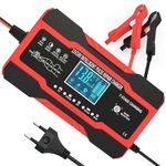 Kidoca Heavy Duty Portable 10-Amp Battery Charger, 12V/24V Jump Starter with Temperature Compensation & Trickle Maintainer, Ideal for Cars, Bikes, Rickshaws, Motorcycles, Up to 150ah Battery Capacity