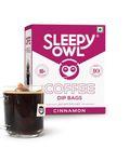 Sleepy Owl Hot Brew Cinnamon Flavour | 100% Arabica Ground Coffee Drip Bags | Medium Roast | 10 x 10g Dip Bags | Brews in 5 min - No Equipment Needed | Travel Pack