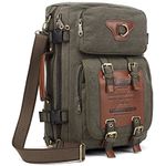 KAUKKO Outdoor Travel Men Backpack Hiking Camping Canvas Rucksack (Canvas Amygreen)