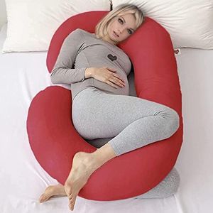 COOZLY C Shaped Pregnancy Pillow | Maternity Pillow|100% Cotton Removable Covers | Premium PregnoCare Fibres | Pregnancy Sleeping Pillow (2 Premium Lyte, Maroon)