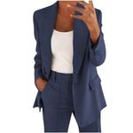 Blazer Suit for Women UK Clearance, Women 2 Piece Wedding Guest Outfit Solid Open Front Long Sleeves Blazers Jacket and Pants Ladies Casual Business Office Work Formal Trouser Suits Elegant Sets