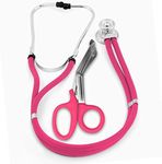 ASA TECHMED Sprague Double Tube Adult and Pediatric Stethoscope + Matching EMT Shears, Ideal for EMT, Nurse, Doctor, Medical Student, Paramedic, and First Responders (Magenta)