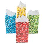 Set of 12 Paper Pixel Treat Bags Blue Red Green and Yellow