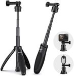 TELESIN° Mini Quick Release Extendable Selfie Stick Tripod for GoPro Insta360 X4 X3 Pro DJI Action 5 Pro 4 Pocket 3 Accessories, Compact Size Monopod Portable Adjustable Length Camera Tripod Stand