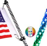 Nirider 5ft LED Whip Light with Flag Pole Remote Control Spiral RGB Chase Light Offroad Warning Lighted Antenna LED Whips for UTV, ATV, Off Road, Truck, Sand, Buggy Dune, RZR, Can-am, Boat