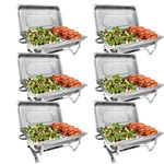 Jacgood Chafing Dish Buffet Set, 6 Pack 8QT Buffet Servers And Warmers, Chafing Servers With Covers, Half Size Food Pan, Chafer, Folding Stand, Food Warmer For Parties