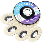 scottchen PRO Felt Flap Disc Abrasives 11.43cm x 2.2cm Arbor Buffing Wheel for Angle Grinder - 5 Pack Wool Polishing Disc