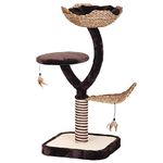 Croci Natural Magnolia - Scratching post for adult cats, large and small with seats, removable cushions, Measure 45x45x99 CM,Black