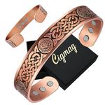 Cigmag Lymphatic Drainage Magnetic Bracelet for Men 99% Solid Pure Copper Ultra Strength Magnet Adjustable Brazaletes Cuff Bangle with Gift Box(Copper Celtic Knot 2)