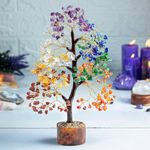 UA Homes Real & Original Stone Seven Chakra Crystal Tree showpiece for Good Luck, Money Tree, Handmade Money Bonsai Tree for Positive Energy, House Warming Gifts