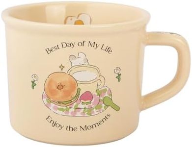 Cute Morning Coffee Mug 380ml/12oz Kawaii Bunny and Toast Bagel Household Ceramics Latte Milk Tea Cup for Boys Girls Kids Daughter Son Home Family (Bagel)