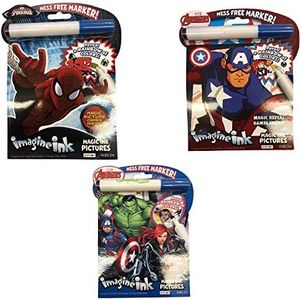 Imagine Ink Coloring Book Set for Superhero Kids - 3 Magic Ink Books Featuring Avengers, Spider Man, and Captain America