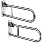 Anatomix Wall Mounted Flip up Grab bar - 100% Stainless Steel 304 Heavy Duty 30 Inch Toilet Handrails Bathroom Safety Bar Hand Support Pack of 2