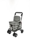 Prestige Shopping Trolley with Seat & Backrest/Walking frame/Seated Mobility Trolley/Stroller 6 wheel (FULLY ASSEMBLED in UK READY TO USE!) (Grey)
