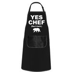 POFULL Yes Chef Apron for Chef TV Show Inspired Gifts Restaurant Gift Gift for Chef Cook Foodie (Yes Chef CA Apron)