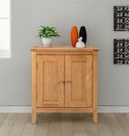 Hallowood Furniture Hereford Oak Small Shoe Storage Cabinet, Cupboard Storage, Light Oak Wooden Shoe Cabinet with Adjustable Shelf, Sideboard for Living Room, Bedroom & Kitchen