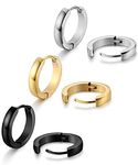 Jstyle Hypoallergenic Small Hoop Earrings for Men Women 316L Surgical Stainless Steel Gold/Silver/Black Hoop Earrings for Sensitive Ears Mens Hoop Huggie Earrings Ear Piercing Jewelry Set 12/16/20mm,