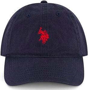 U.S. POLO ASSN. Mens Washed Twill Cotton Adjustable Hat with Pony Logo and Curved Brim Baseball Cap, Navy Blue