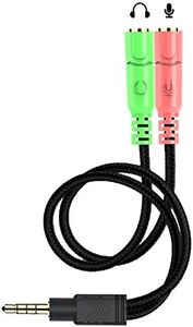 Kit d'adaptation pour Casque avec câble 3,5 mm CTIA pour Ordinateur Portable, Mac, PS4, Smartphone, Tablet Earphone with Headphone/Microphone Simultanément Y Splitter Audio 2 Femme à 1 Homme
