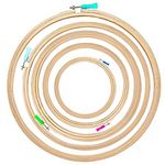 Desiderio Wooden Embroidery Hoop Ring Frame Size : 5",6",8",10",12" Inches Pack of 5pcs for Cross Stitch Craft, Sewing Tool Embroidery (Set 1)