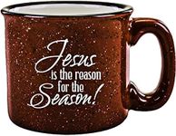 Ceramic Designer Campfire Coffee Mug | Jesus is the Reason | Holds 15 ounces | Christmas Holiday Mug | Great for Coffee, Tea, Soups, Hot Chocolate