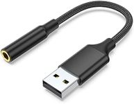 Olakin USB Sound Card, Audio and Microphone 3.5 mm Jack Adapter, for Laptop, PS4, Headset, Microphone, Compatible with Windows, Mac, Linux