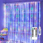 2024 New Fairy Curtain Lights for Bedroom 300 LED, Jezoll Christmas String Lights USB Plug in 8 Modes Wall Hanging Twinkle with Remote Control for Wedding Party Backdrop Decor Multicolor (9.8x9.8FT)