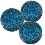 Kepfire 3.15 Inch Round Glass Sphere 3Pcs Mosaic Crackl Orbs for Bowls Vases Coffee Table Centerpiece Party Decorative - Blue