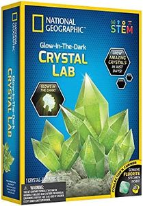 National Geographic Crystal Growing Kit for Kids - Educational Science Kits for Kids Age 8 with Green Glow in The Dark Crystals and Authentic Geode | STEM Gifts for 8 Year Old Boys and Girls