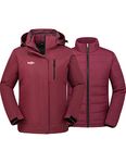 Wantdo Women's Winter Coat Mountain Skiing Jacket SoftShell Snow Jacket Wine Red XL