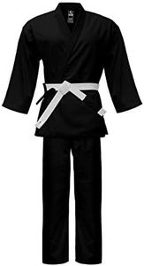 PFG Essential Light Weight Karate Uniform - Kids Adults Karate Gi (White Belt Included) (Black, 0000)