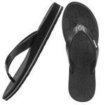 ONCAI Flip Flops For Women Yoga Mat Non-Slip Womens Flip Flops Thong Sandals Summer Beach Slippers With Arch Support Lightweight EVA Sole Black Size 8