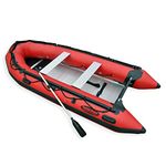 Seamax Ocean380 12.5 Feet Heavy Duty Inflatable Boat, Hot Welded 4 Layers Overlapped Chamber Seam Super Solid, Aluminum Floor, 5 Main Chambers & Inflatable Keel, Full Reinforced Transom Max 25HP (Red)