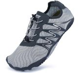BenSorts Mens Womens Water Shoes Quick Dry Barefoot for Swim Diving Surf Aqua Cross Training Grey Women Size 10.5 Men Size 9.5
