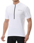 Spotti Men's Cycling Bike Jersey Short Sleeve with 3 Rear Pockets- Moisture Wicking, Breathable, Quick Dry Biking Shirt White