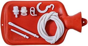 Rubber Douche/Enema Bag, Hot Water Bottle Combination System Kit for Men and Women, Reusable Colonic Kit Used for Coffee and Water Colon Cleansing & Manual Pressure Enema (Red)